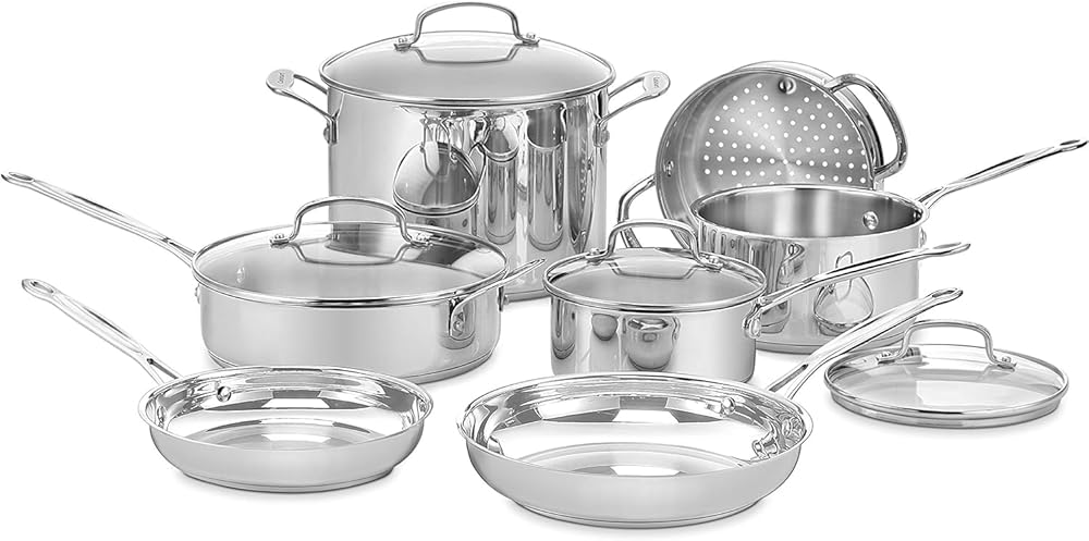 Cuisinart 11-Piece Chef’s Basic Stainless Metal Cookware Set, Mannequin 77-11G