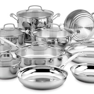 Cuisinart 17-Piece Cookware Set from the Chef’s Basic Stainless Metal Assortment 77-17N