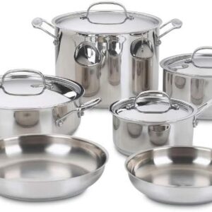 Cuisinart 77-10P1 10-Piece Chef’s Basic Stainless Metal Cookware Set