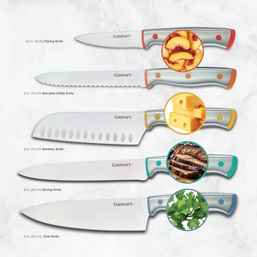 Cuisinart C77CR-10P 10-Piece Stainless Metal ColorCore™ Rivet Knife Set with Blade Guards