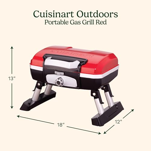 Cuisinart CGG-180T Petit Connoisseur Transportable Propane Tabletop Grill, Pink - 17.6 x 18.6 x 11.8 Inches