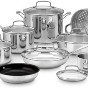 Cuisinart Chef’s Basic 14-Piece Stainless Metal Cookware Set, Mannequin 77-14N