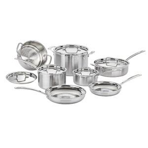 Cuisinart MCP-12N 12-Piece MultiClad Professional Triple Ply Cookware Set in Silver