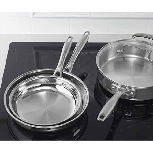 Cuisinart Traditional 10-Piece Cookware Set - Contains Saucepans, Sauté Pans, and Skillets with Drip-Free Tapered Rims and Cool Grip Handles, Stainless Metal, Mannequin TPS-10